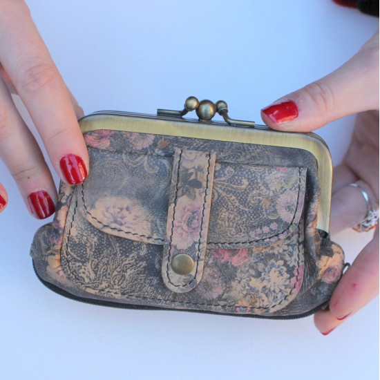 Amy Double Clip Floral Coin Purse